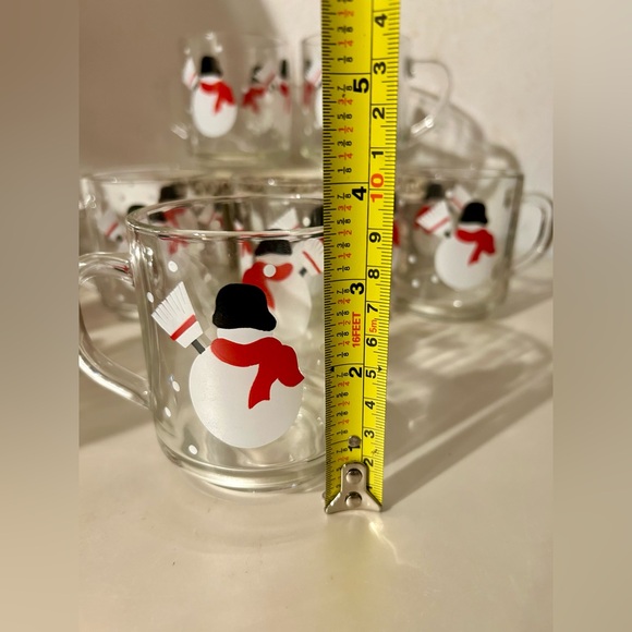 6 Luminarc, Glass Snowman Mugs from Crate & Barrel. - Picture 7 of 8